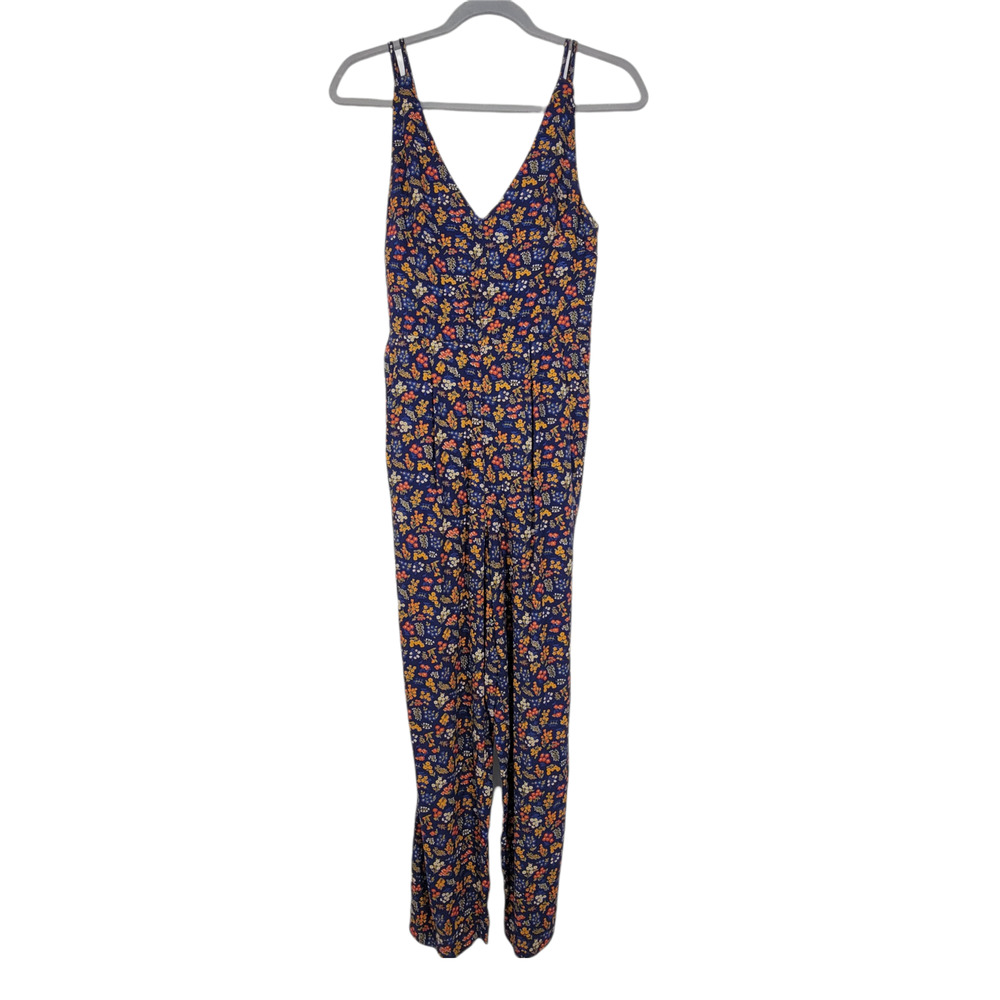Madewell Woman's Navy Floral Print V-neck Jumpsuit Size 00